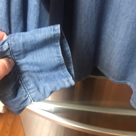 AnyBody Denim Blue V-Neck Relaxed Blouse - Picture 5 of 16